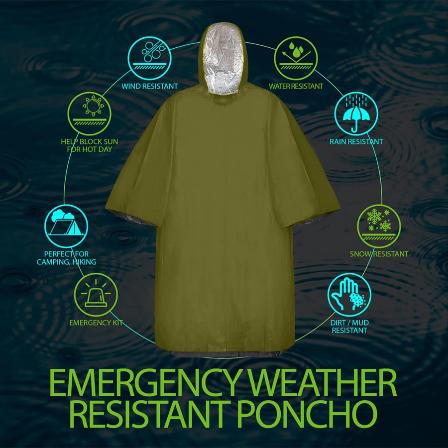 ZHUOHUA Набор из 5 плащей-понч – обзор и цена Emergency Poncho Rain
